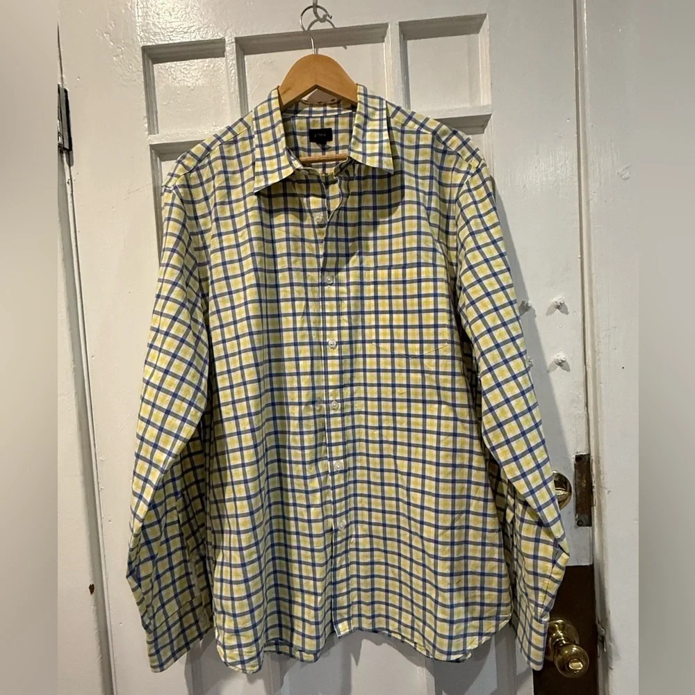 J. Crew Yellow and Blue Checkered Shirt